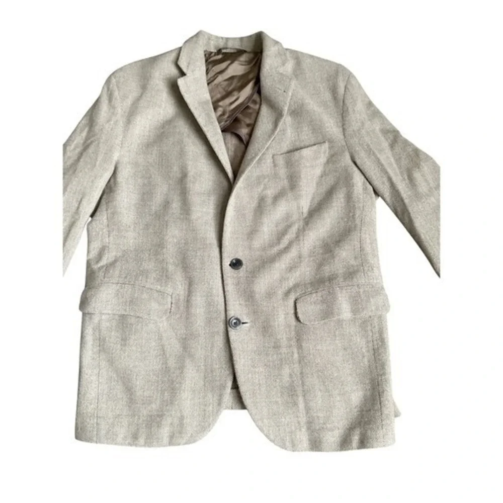 Jack Victor Mens Light Tan cream‎ wool silk Blend Sport Coat blazer sz 46R